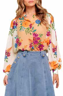 FLYING TOMATO Floral Long Sleeve Button-Up Shirt