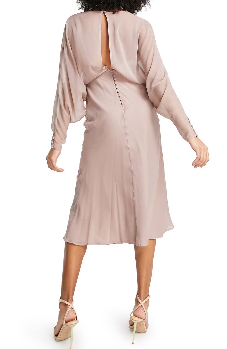 ASOS DESIGN Batwing Long Sleeve Midi Dress, Alternate, color, 