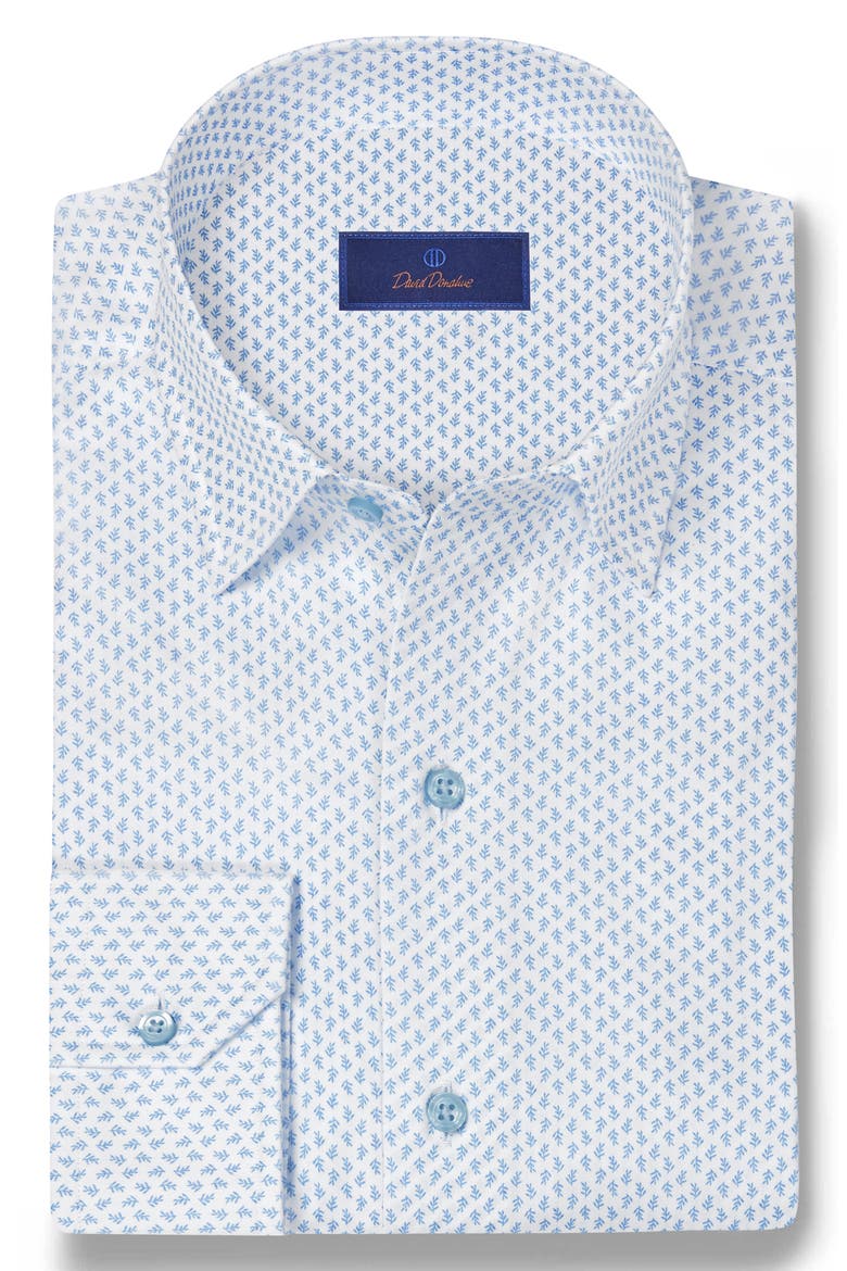 Neat Print Sport Shirt, Alternate, color, WHITE/ SKY
