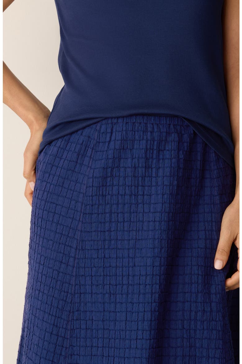Box Weave Stretch Organic Cotton Midi Skirt, Alternate, color, DEEP DIVE