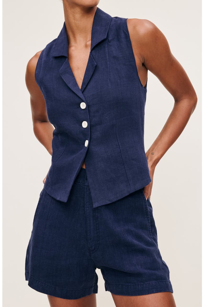 Taylor Linen Shorts, Alternate, color, BRIGHT NAVY LINEN