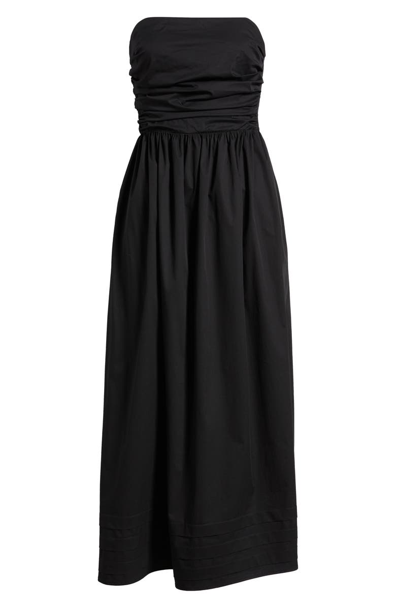 Lulus Joey Strapless Midi Dress, Alternate, color, Black