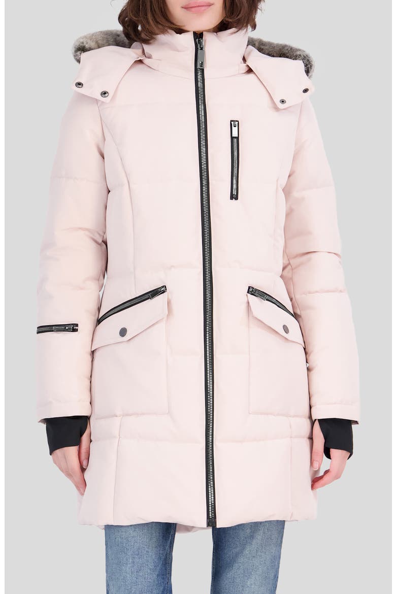 Water Resistant Faux Fur Trim Puffer Jacket, Main, color, PS3