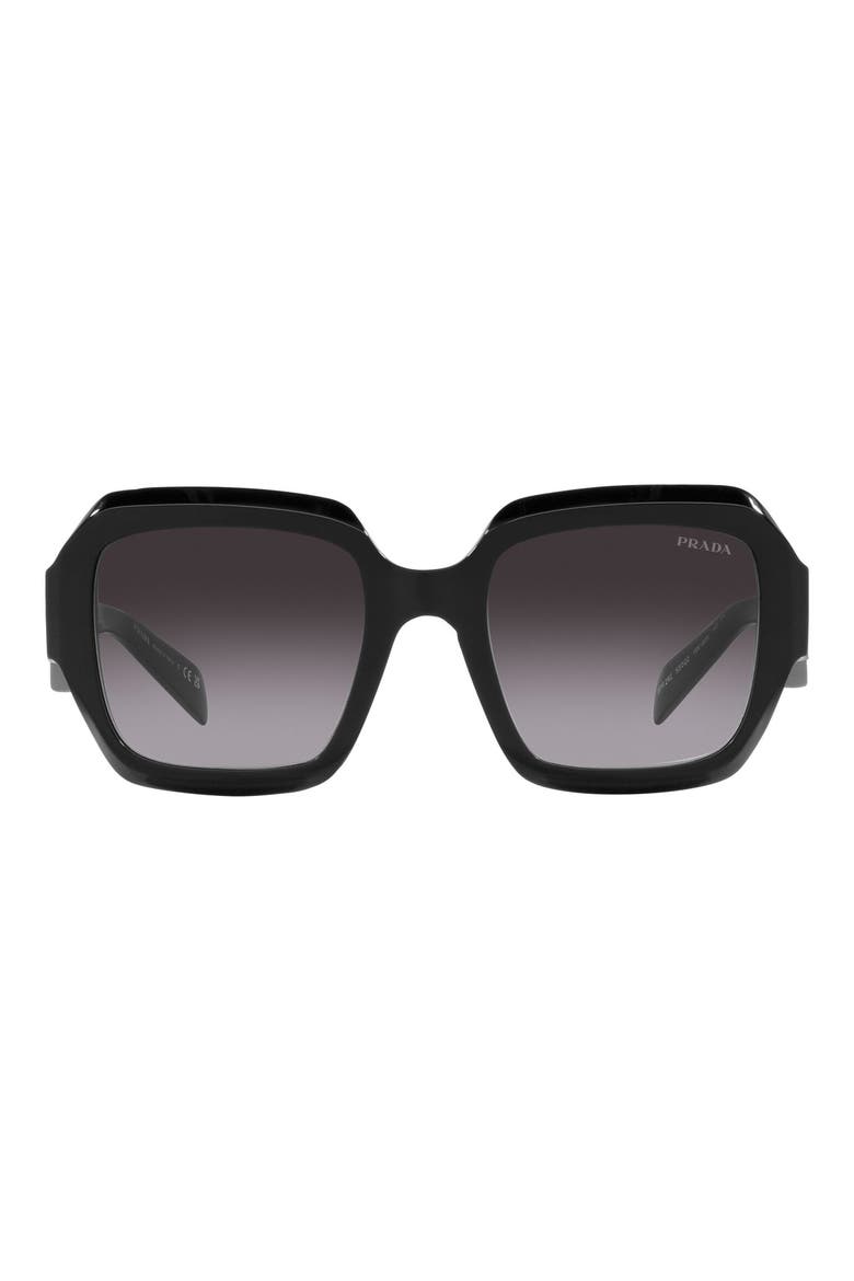 53mm Gradient Pillow Sunglasses, Main, color, BLACK