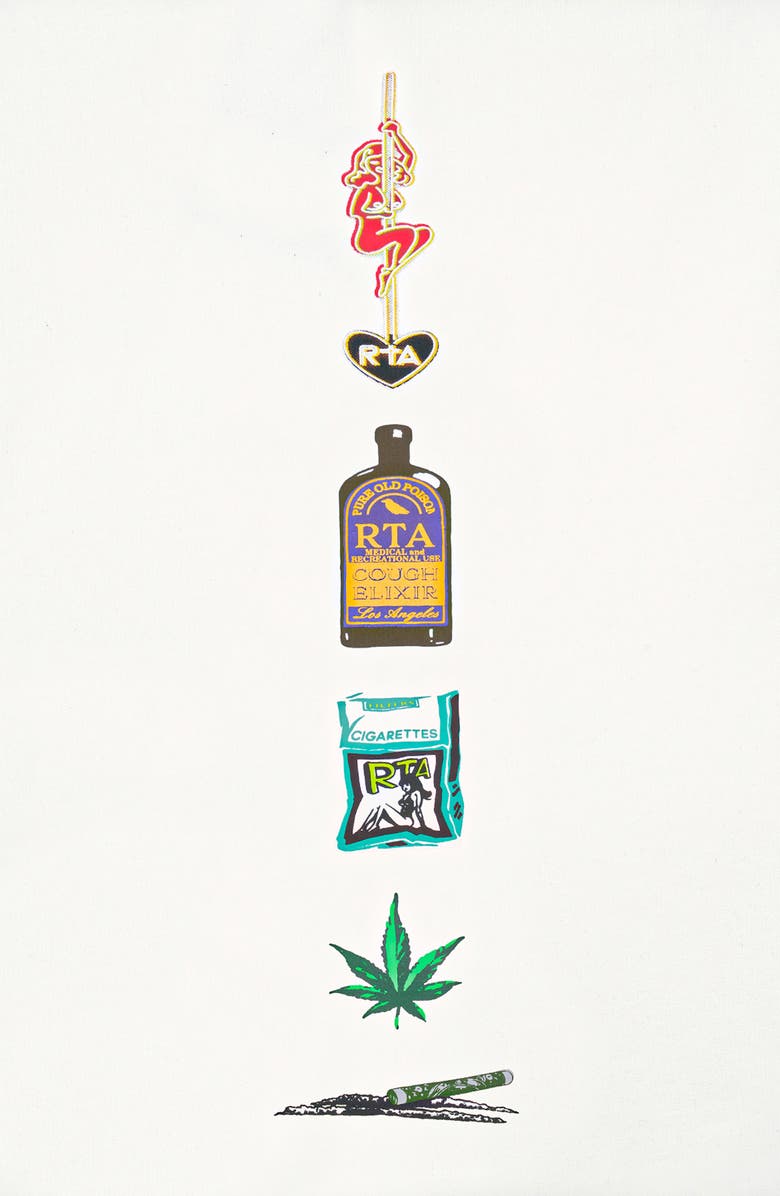 RtA Dion Graphic Hoodie, Alternate, color, White Contraband