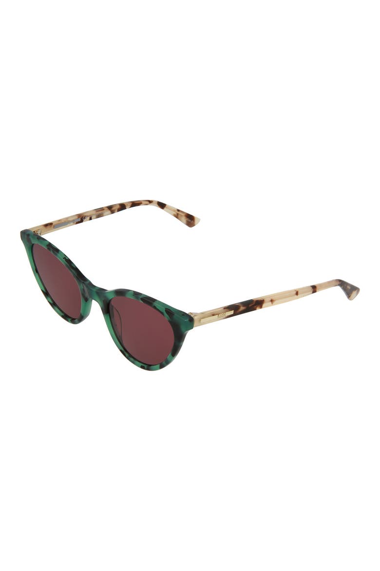 by Alexander McQueen 49mm Cat Eye Sunglasses, Alternate, color, SHINY AQUA HAVANA/ RED