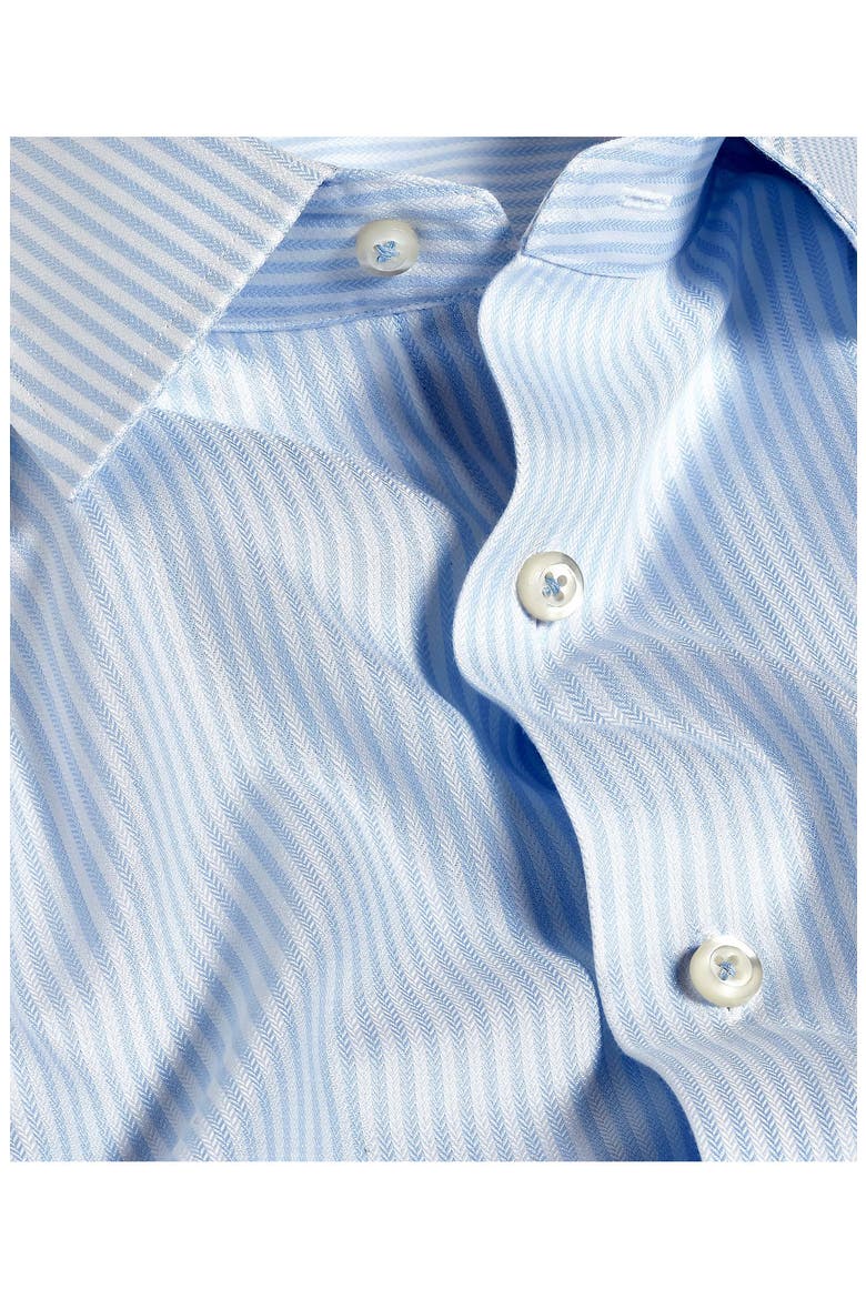 Trim Fit Stripe Cotton & Silk Herringbone Dress Shirt, Alternate, color, WHITE/ SKY