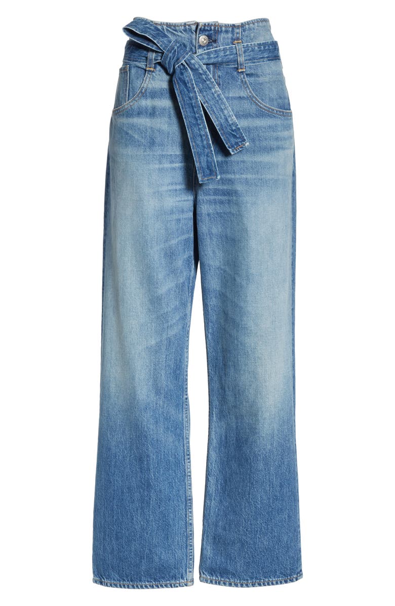 3x1 NYC Kelly Paperbag Waist Ankle Wide Leg Jeans, Alternate, color, 