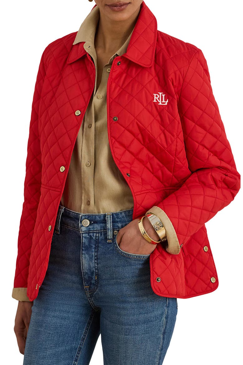 Diamond Quilted Jacket, Main, color, RED