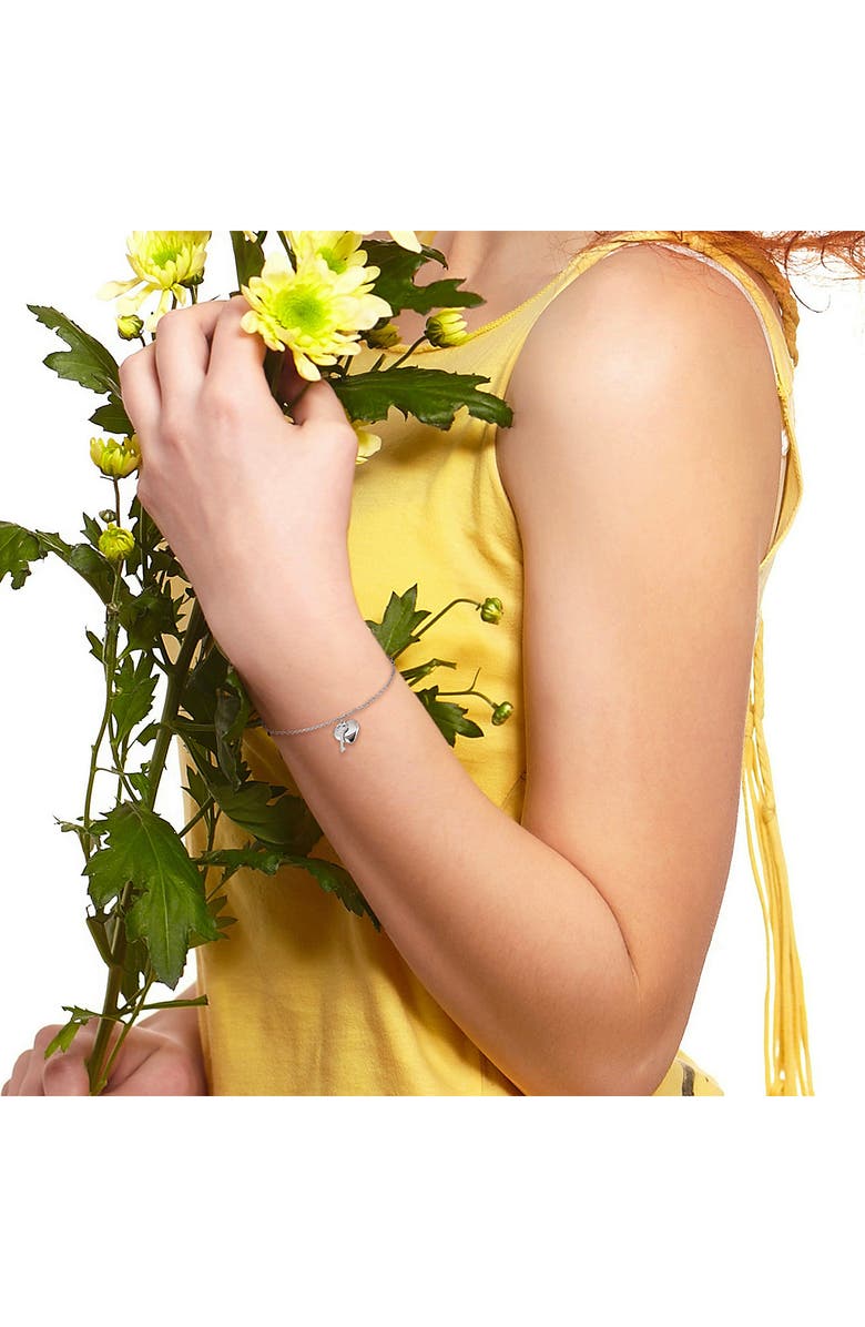 DELMAR Heart & Key Charm Bracelet, Alternate, color, Silver