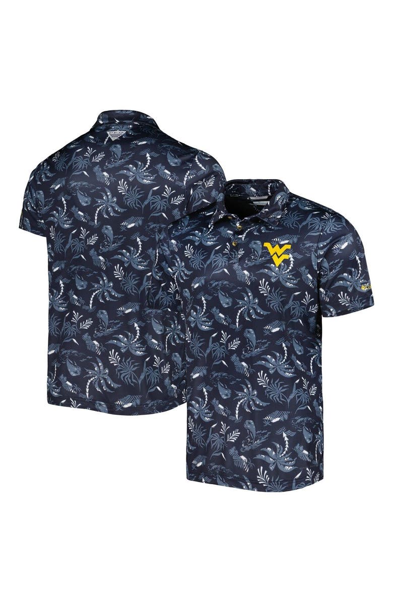 Columbia Men's Columbia Navy West Virginia Mountaineers Super Terminal Tackle Omni-Shade Polo, Alternate, color, 