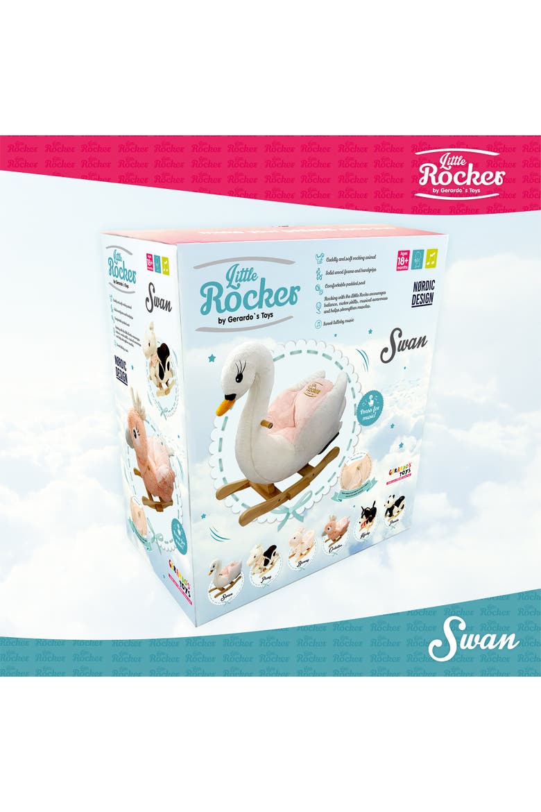 Little Rockers Swan Wooden Plush Ride, Alternate, color, Multicolored