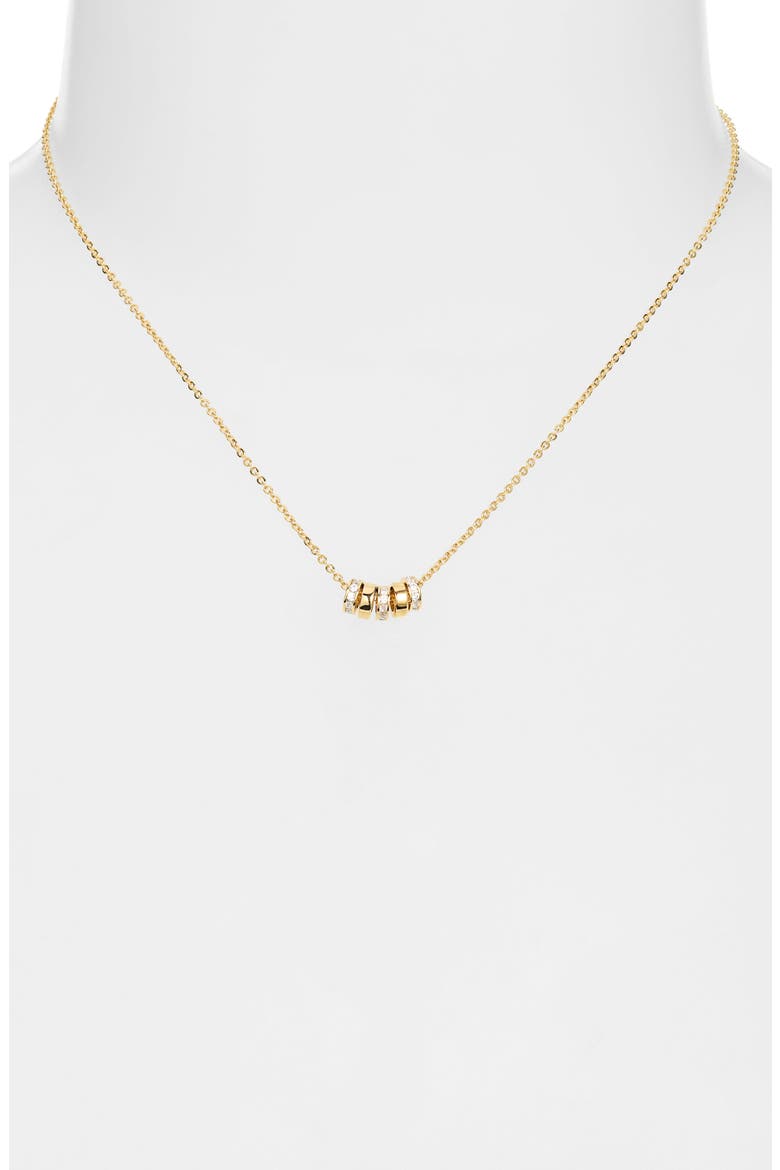 Pavé Cubic Zirconia Rondelle Necklace, Alternate, color, CLEAR- GOLD