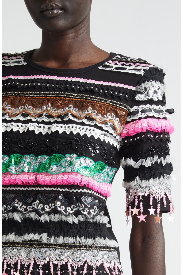 Starbrites Embellished Jersey Dress, Alternate, color, BLACK MULTI