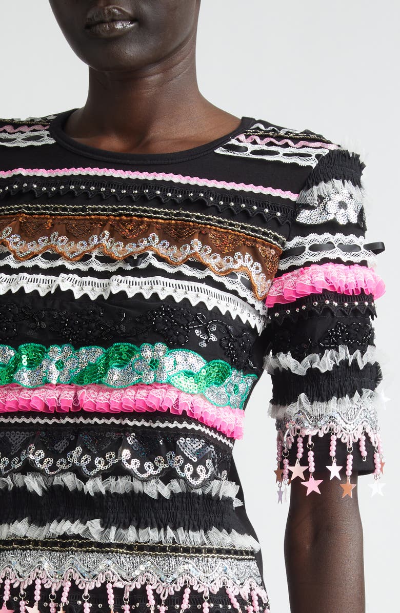 Chopova Lowena Starbrites Embellished Jersey Dress, Alternate, color, Black Multi