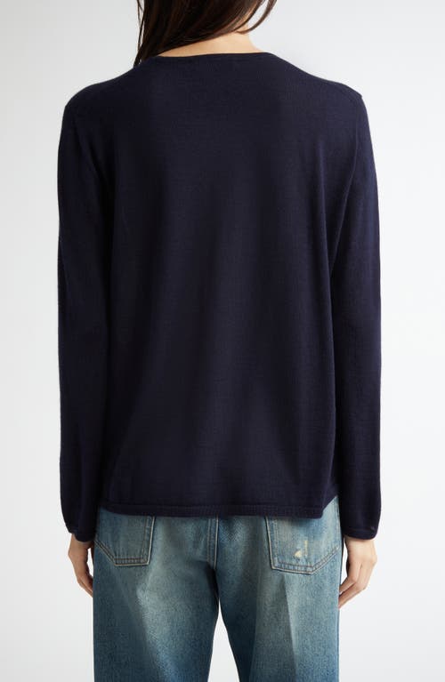 Johnstons Of Elgin Superfine Cashmere & Silk Crewneck Sweater In Dark Navy