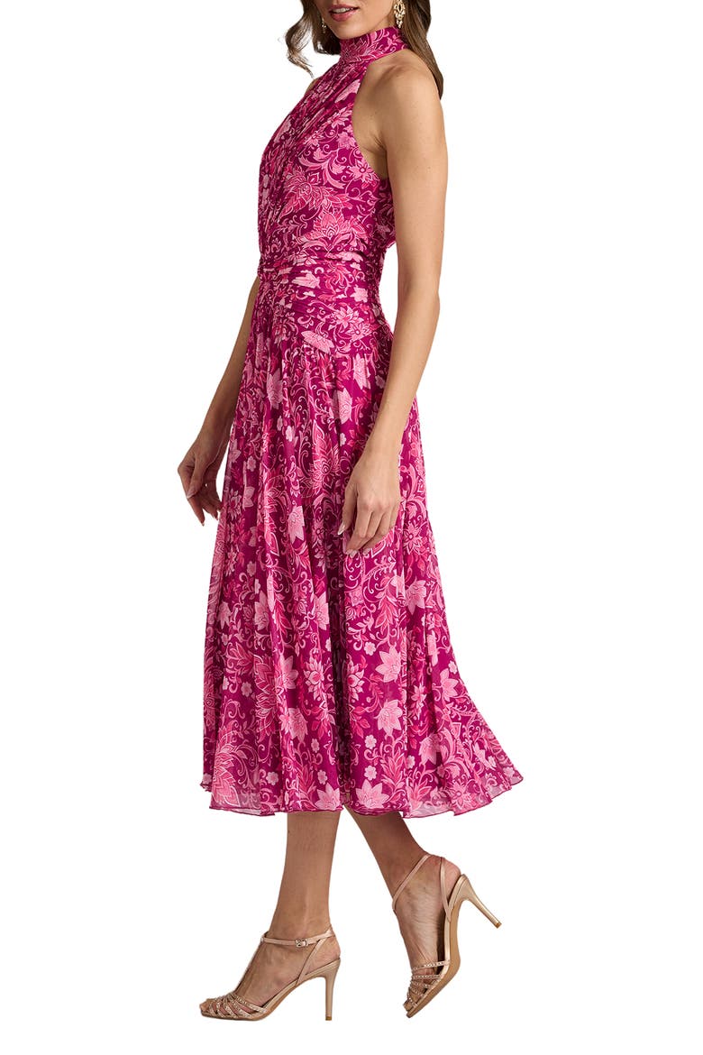 Sleeveless A-Line Midi Dress, Alternate, color, MAGENTA/ MULTI