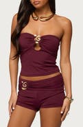 EDIKTED Rusana Swirl Cutout Strapless Top