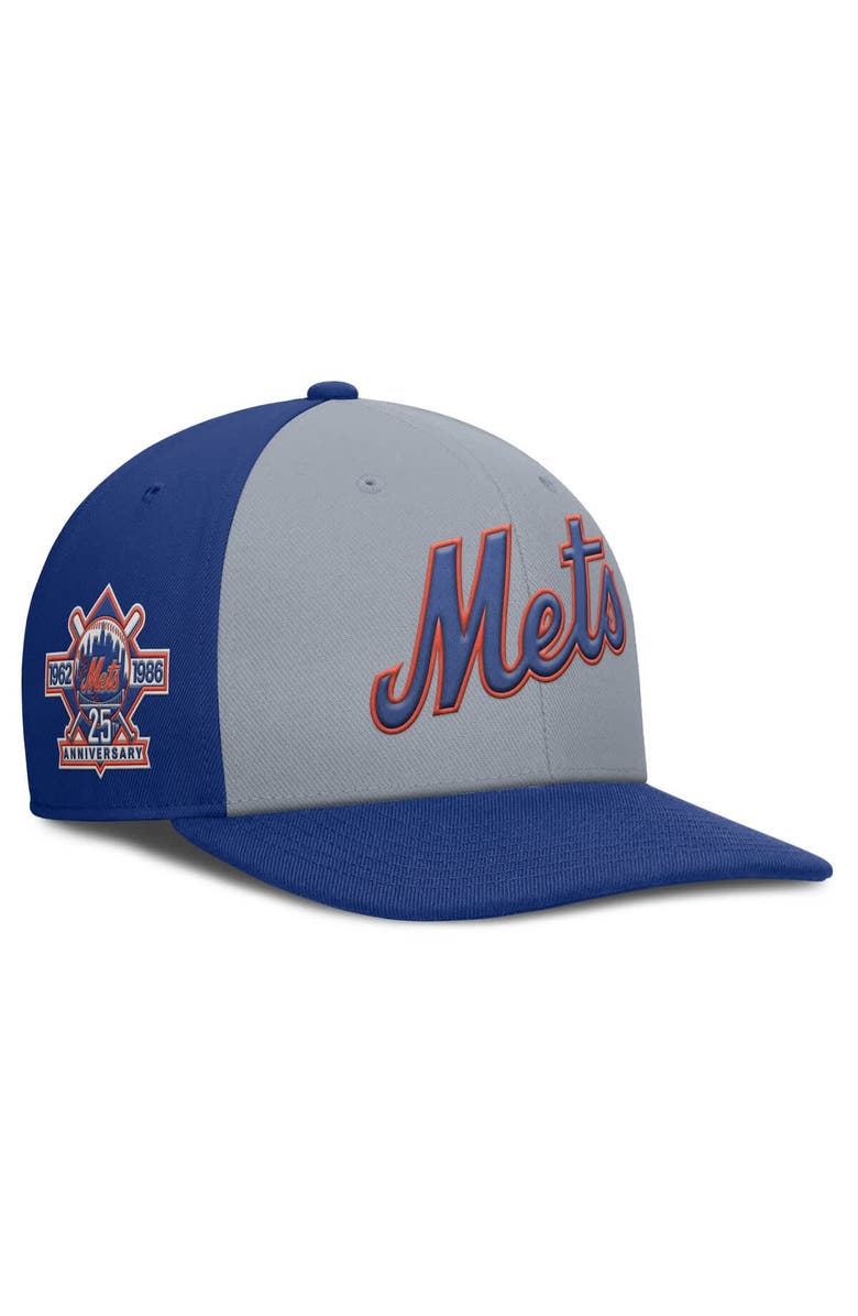 Nike Men's Nike Gray/Royal New York Mets Pro Performance Snapback Hat, Main, color, 