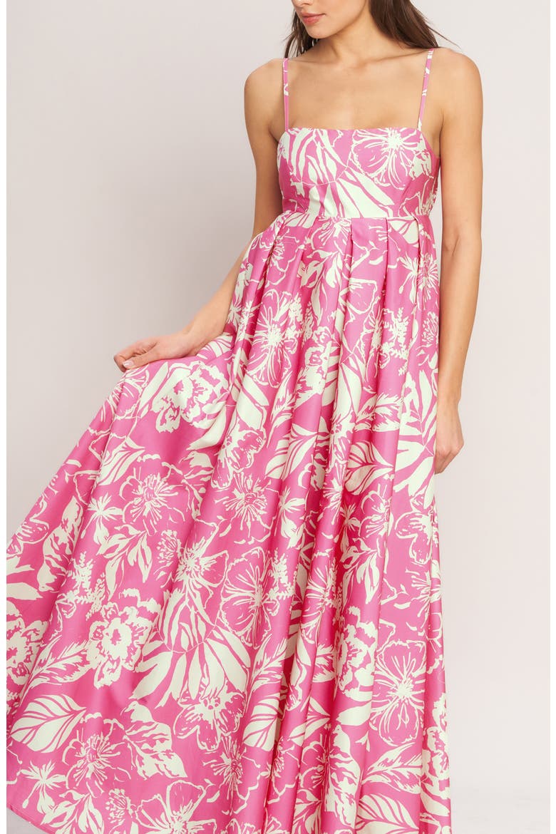 Print Cotton Maxi Dress, Alternate, color, PINK