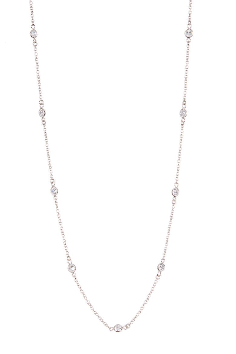 Endless CZ Station Necklace, Main, color, CLEAR/SILVER