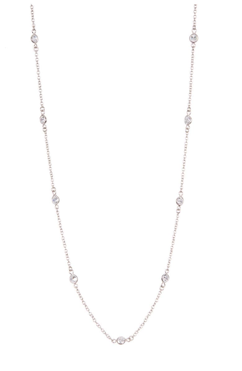 NORDSTROM RACK Endless CZ Station Necklace, Main, color, Clear/Silver