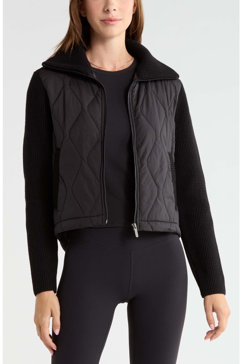 Cascade Quilted Hybrid Jacket, Alternate, color, BLACK