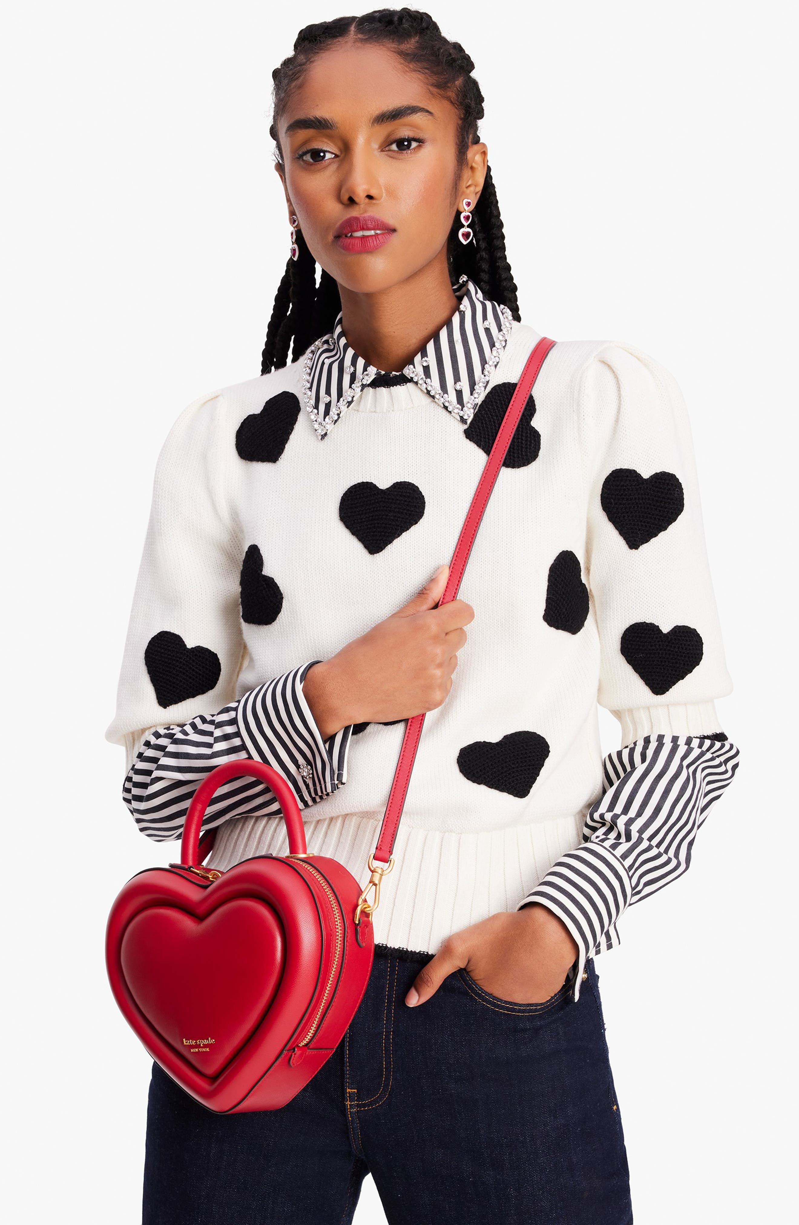 3d heart leather crossbody bag, Alternate, color, PERFECT CHERRY