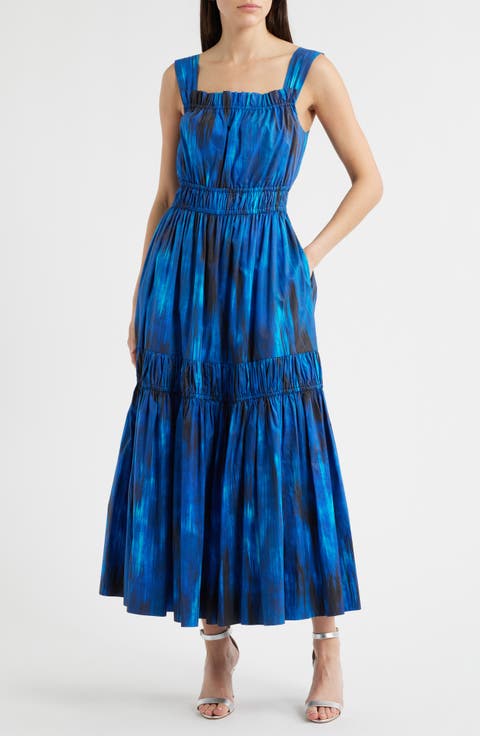 The Adela Ikat Print Sleeveless Sundress