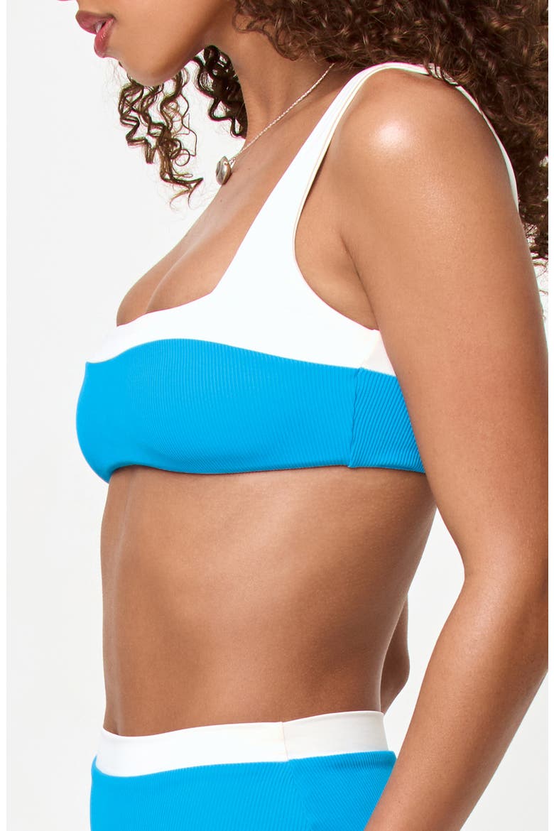 Zuri Rib & Jersey Bikini Top, Alternate, color, ELECTRIC BLUE/ CREAM