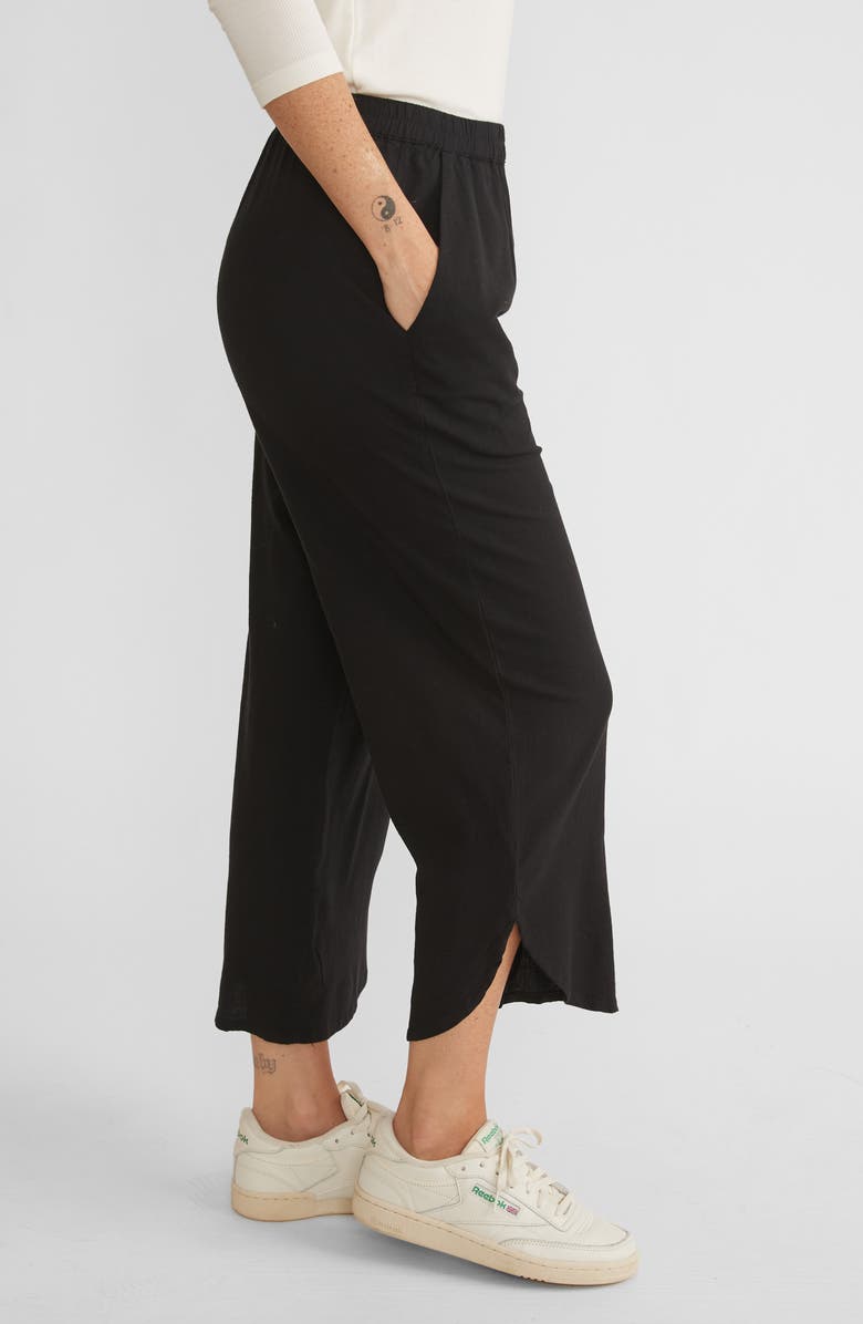 Marine Layer Allison Pull-On Crop Wide Leg Pants, Alternate, color, Black