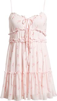 BP. Ruffle Tie Front Tiered Mini Sundress