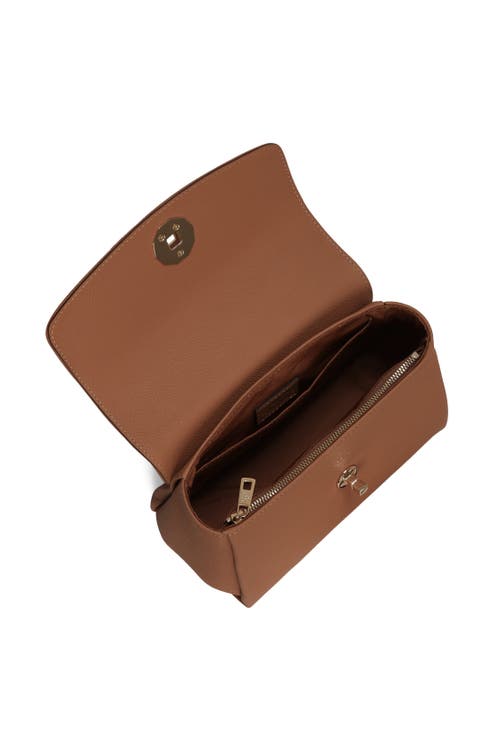 Gorski Top Handle Leather Bag With Crossbody Strap In Brown
