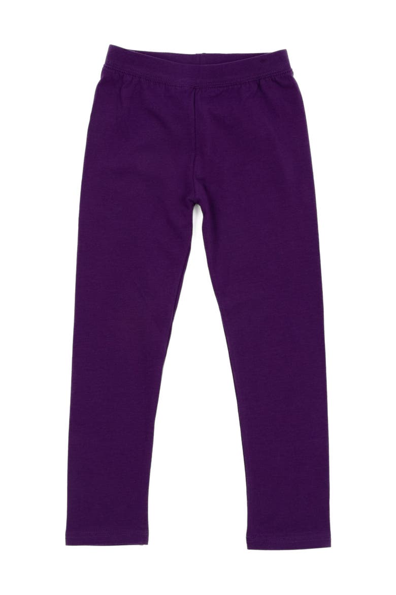 Girls Cotton Leggings, Solid Colors, Alternate, color, Dark Purple