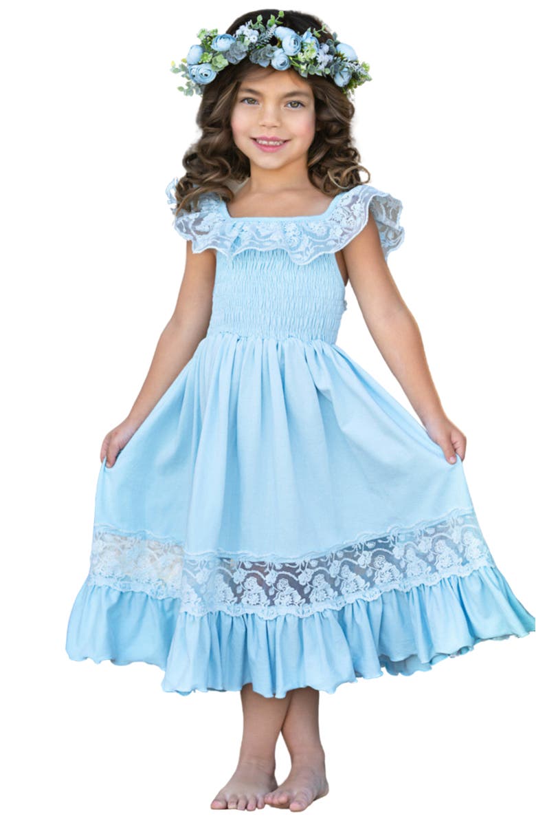 Mia Belle Girls Girls Baby Blue Spring Chic Lace Maxi Dress, Main, color, Blue