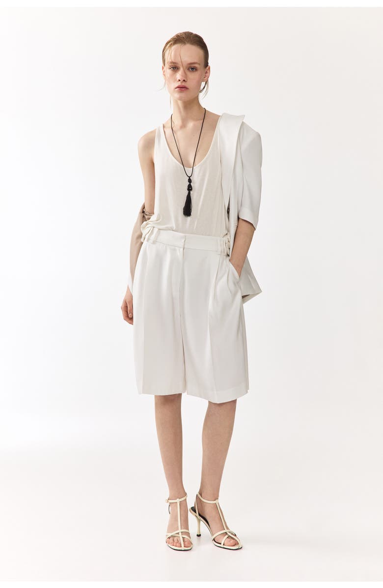 H&M Tailored Bermuda Shorts, Alternate, color, Ivory