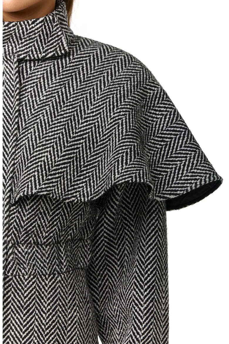 Herringbone Cape Romper, Alternate, color, BLACK HERRINGBONE