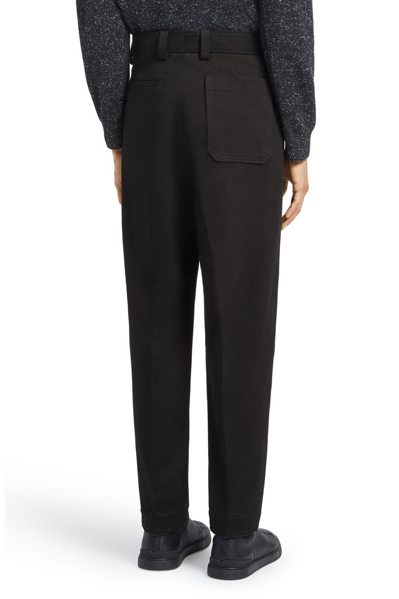 One-Pleat Bull Denim Pants, Alternate, color, BLACK