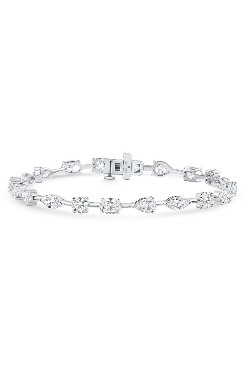 5Ct Mixed Cut Diamond Tennis Bracelet 7" 14k Gold Lab Grown, Alternate, color, 14k White Gold