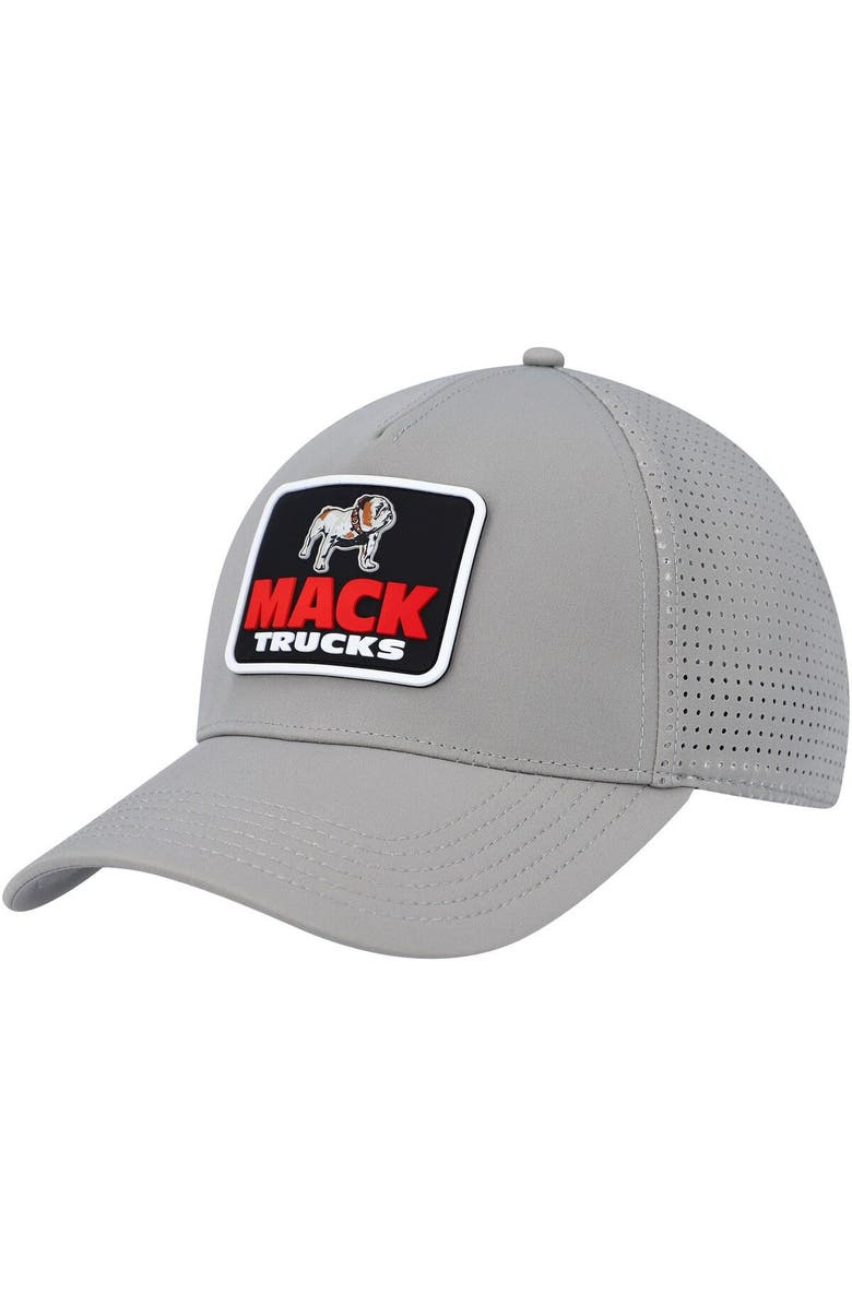 American Needle Men's American Needle Gray Mack Trucks Super Tech Valin Trucker Snapback Hat, Alternate, color,