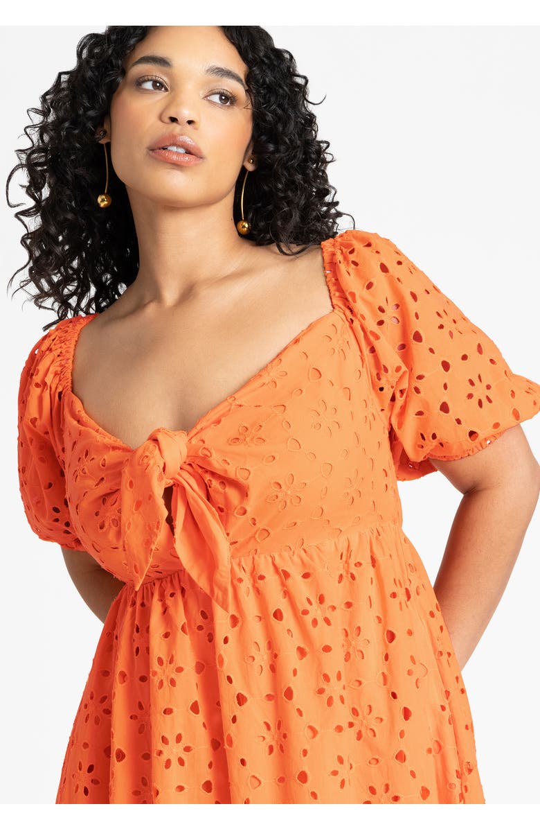 ELOQUII Eyelet Tie Front Maxi Dress, Alternate, color, Soft White