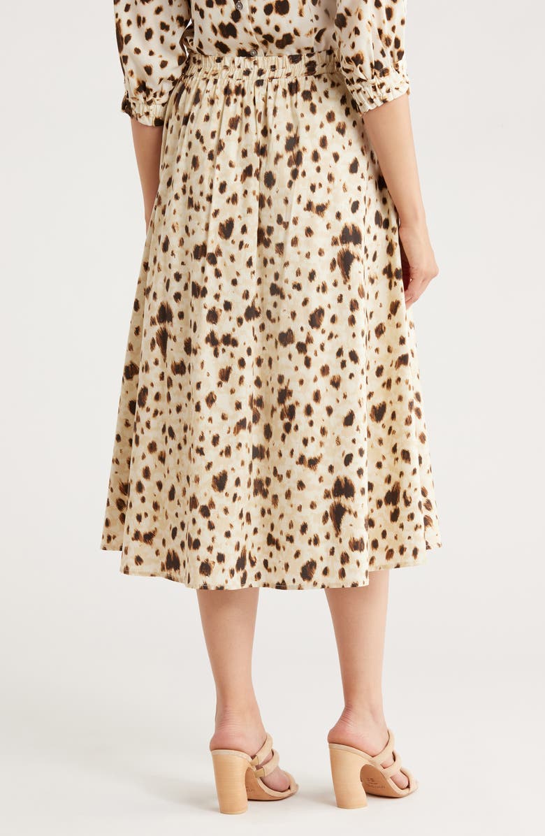 T Tahari Poplin Full Midi Skirt, Alternate, color, Animal Print
