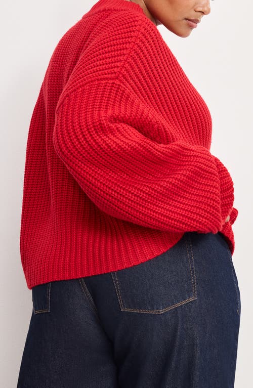 Good American Chunky Knit Mock Neck Sweater In Red