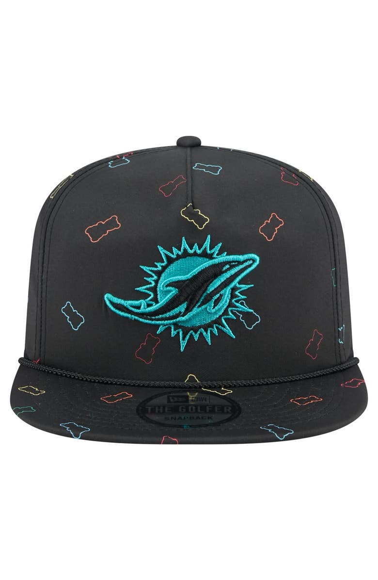 New Era Men's New Era Black Miami Dolphins Gummy Golfer Snapback Hat, Alternate, color, Black