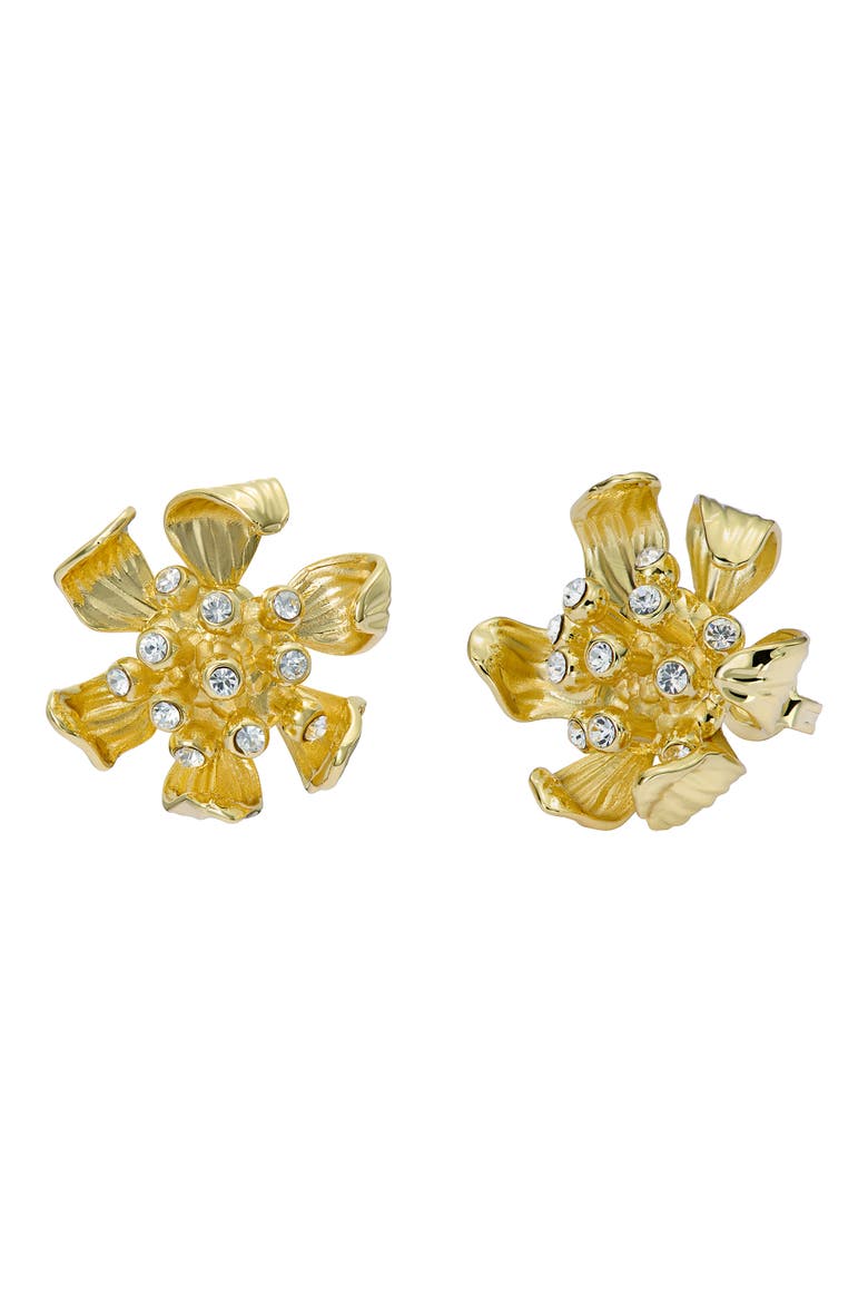 Futura Furled Flower Stud Earrings, Alternate, color, METALLIC GOLD