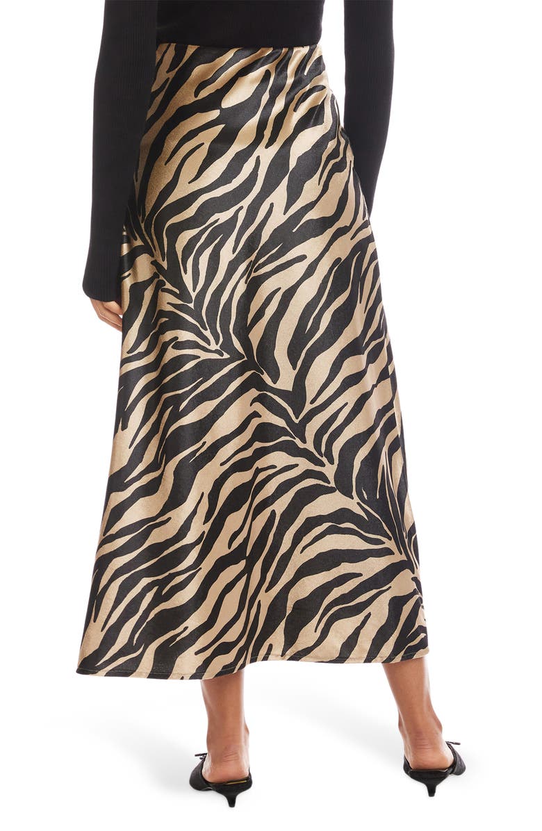 FIFTEEN TWENTY Evy Zebra Print Bias Cut Skirt, Alternate, color, Zebra