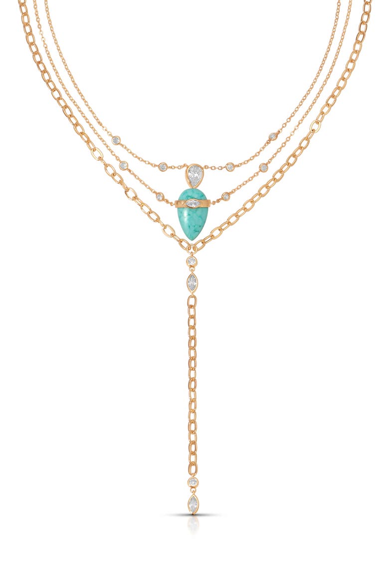 Reconstituted Turquoise Solstice Layered Necklace, Main, color, TURQUOISE