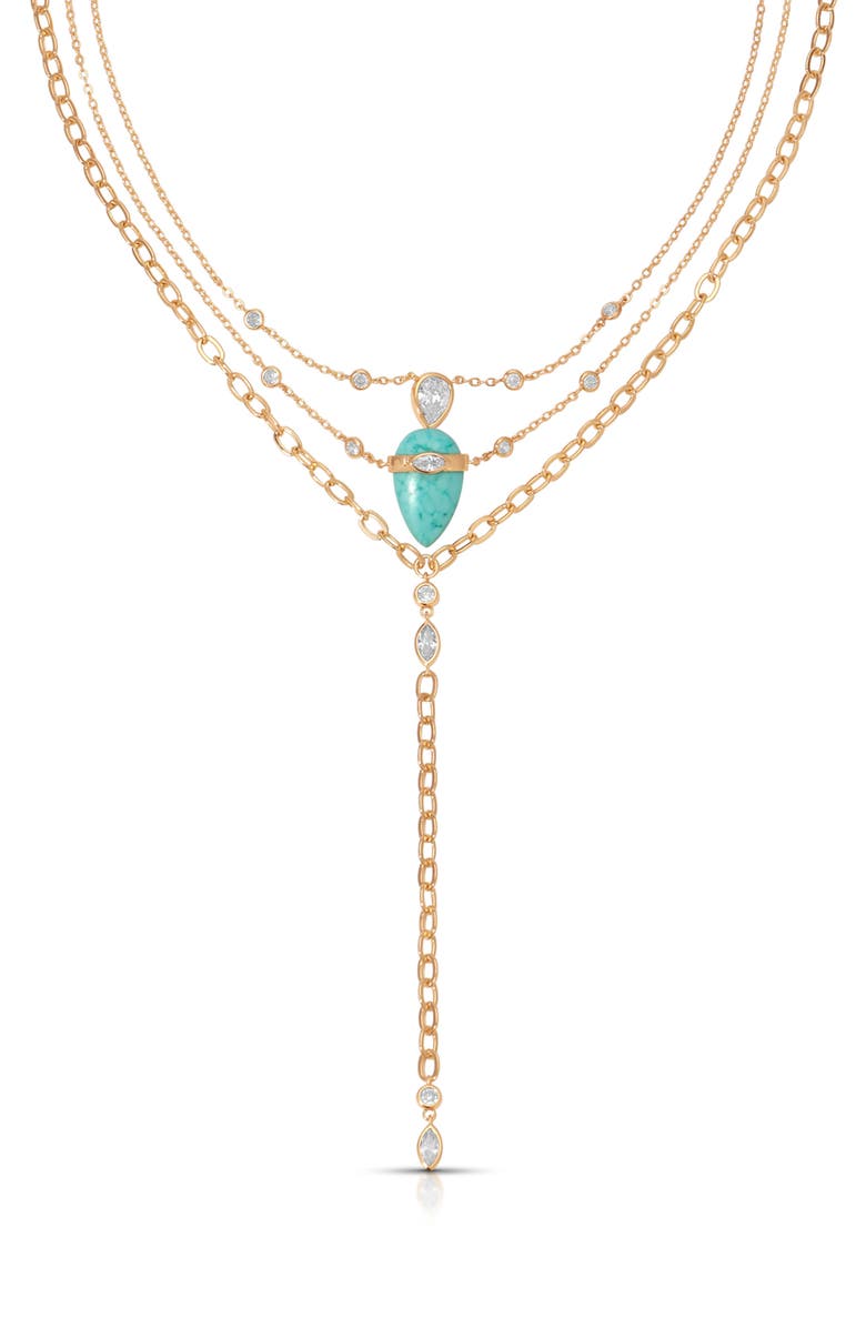 Ettika Reconstituted Turquoise Solstice Layered Necklace, Main, color, Turquoise