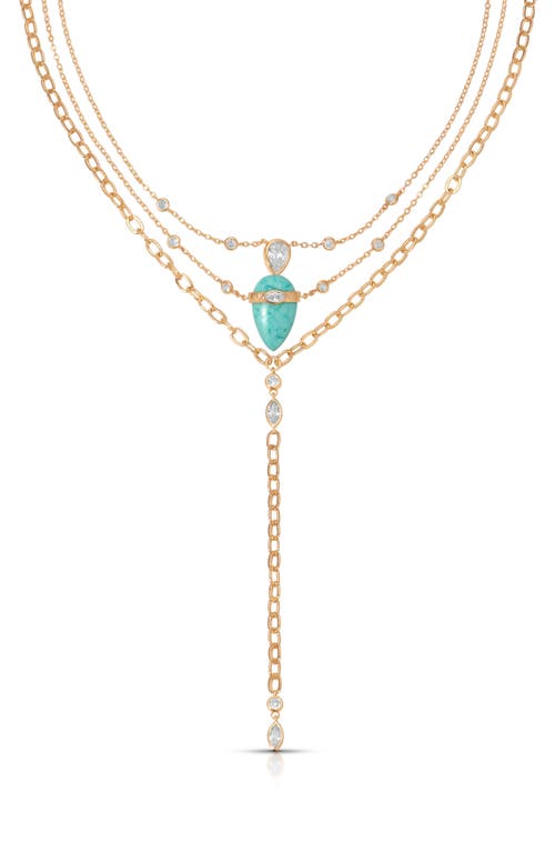 Ettika Reconstituted Turquoise Solstice Layered Necklace In Gold