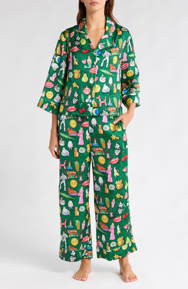 Karen Mabon Christmas Baubles Satin Pajamas, Main, color, 